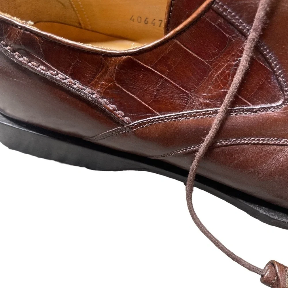 Mezlan Men Genuine Alligator Dress Shoes Piedmont style Brown 10.5 M‎